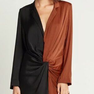 Mood Dress Size 12 by Choosy Plunging Neckline Black Sienna Brown Two-Tone NWT